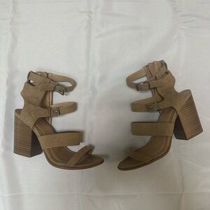 Soda Tan Block Heel Strappy Sandals